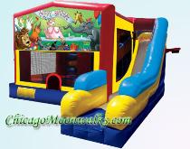 7 in 1 Birthday Animals Combo Moonwalk Bouncy Castle Rental Chicago
