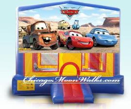 Disney�s Pixar Cars Bounce House Rental Chicago.  Just what your party needs, Themed Character Party Moonwalk Rental Features Lighting McQueen, Mater, Sally, Luigi & Guido. Children�s Party Rental Chicago Moon Jump Rental in Chicago IL Illinois. Birthday Parties are complete With a Jumpy Jumping Jack Rental, Sure to please Boys & Girls alike. Inflatable Jumper Moon Bounce Themed Cars Panel. Be Sure to Add Carnival Games to your next Rental.